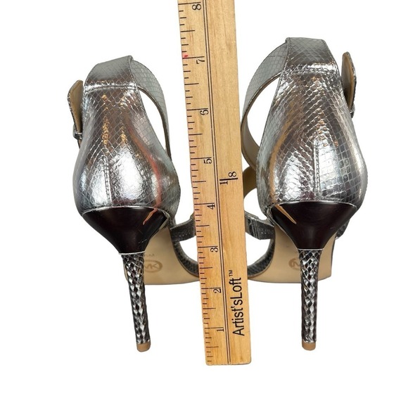 MICHAEL MICHAEL KORS AMAL HEELED SANDALS IN SILVER NWOB WOMEN'S SIZE 7.5 - Picture 6 of 14